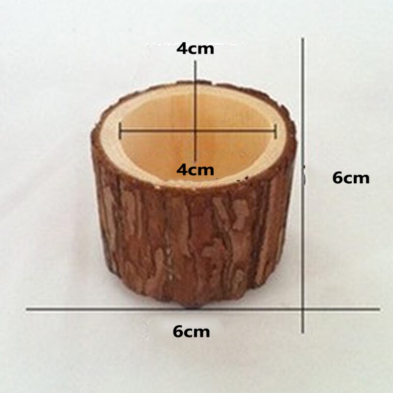 1 kpl puukukkamaljakko puinen keinotekoinen kukkaruukku, mehevä istutin, maalaismainen runko -kanto koristeluun 6*6cm/8*7cm