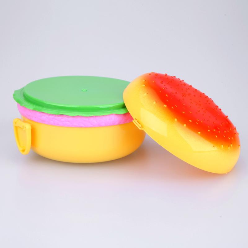 Cute Cartoon Lunch box Hamburg Style Kids Portable Picnic School Lunch Box Healthy Plastic Bento Box Food Container 800mL