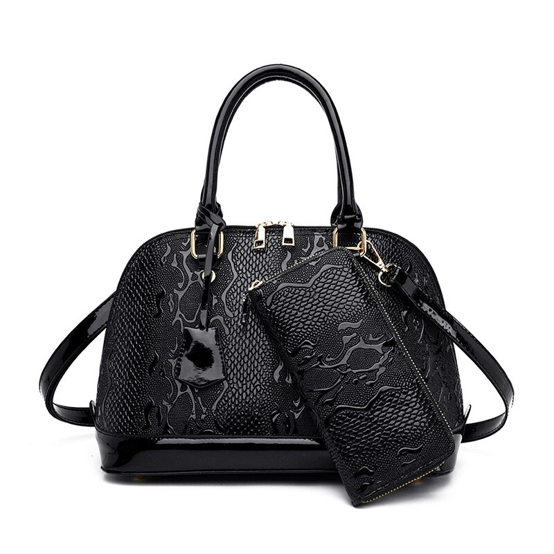 2 set di Alta Qualità di Modo Borsette Borsa Delle Donne In Rilievo di Cuoio Borse A Spalla Stile Etnico Nazionale di Crossbody Borsa Delle Signore di Sacchetto Borsoni: Black