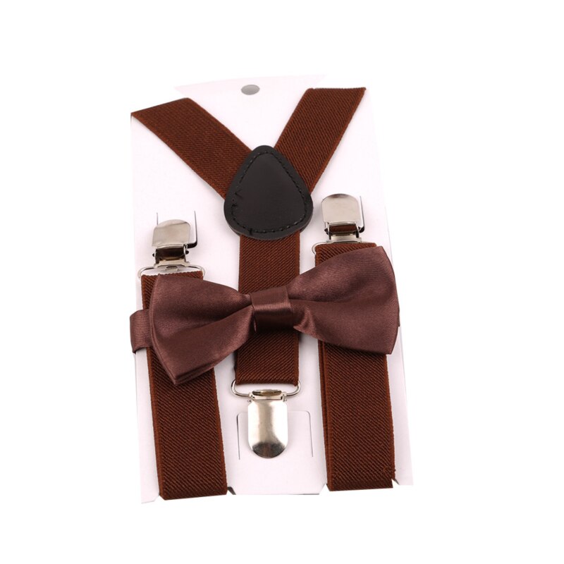 Conjunto de tirantes con pajarita para niños, Tirantes ajustables, accesorios de corbatas de boda para bebés: Light Coffe