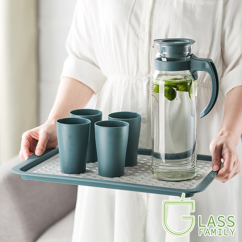 GF Glass Water Pitcher with Lid and Handle Heat Resistant Glass Carafe Pitcher for Tea,Juice,Milk,Cold Beverage dispenser