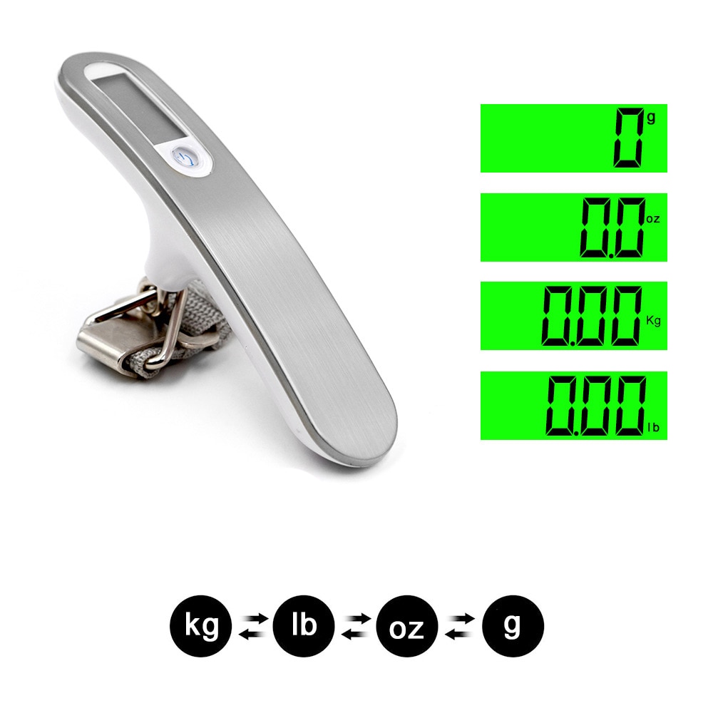 Digital bærbar kuffert rejsevægt 50kg x 10g lcd bagagevægt hængevægt balancevægt lcd