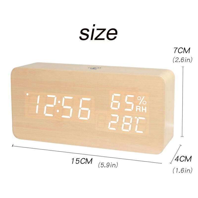 Moderne Houten Led Wekker Geluid App Controle Temperatuur Vochtigheid Datum Elektronische Desktop Digitale Usb Batterij Tafel Klokken