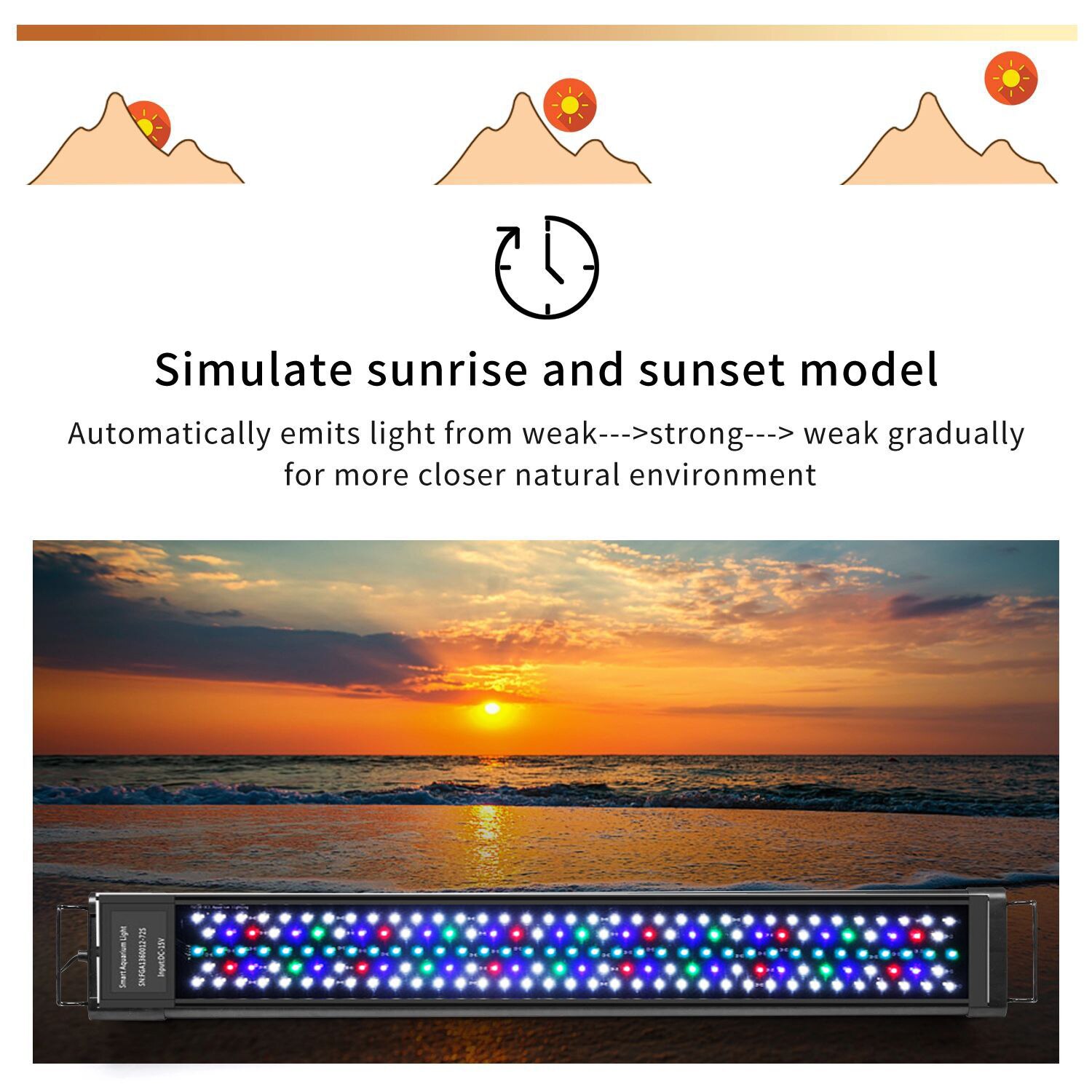 7 Colors Auto On Off LED Aquarium Lamp Full Spectrum Light Fixture for Freshwater Planted Tank Build in Timer Sunrise Sunset