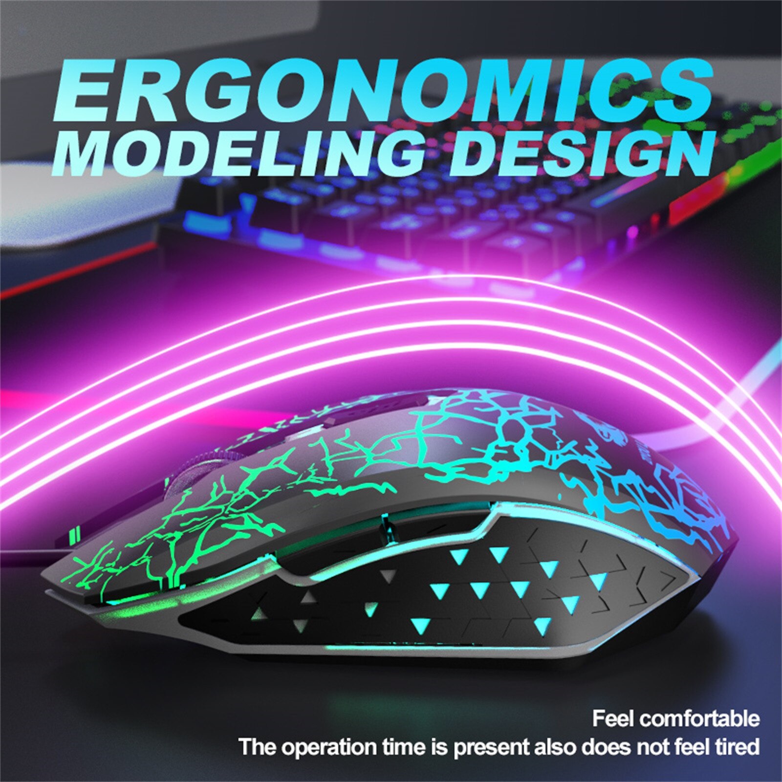 T13 Keyboard Mouse Combos Rainbow Backlight USB Wired Ergonomic Gaming Keyboard And Backlit Game Mouse Set For PC Laptop #BL5