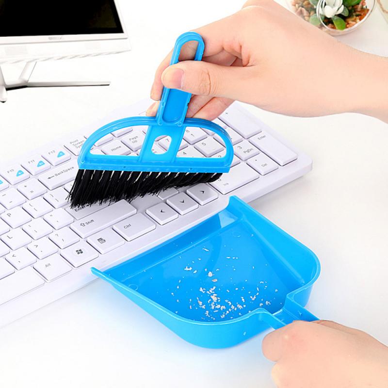 Mini Desktop Sweep Reinigingsborstel Kleine Bezem Dustpans Desktop Veegmachine Vuilnis Dust Cleaning Schop Voor Home School Office