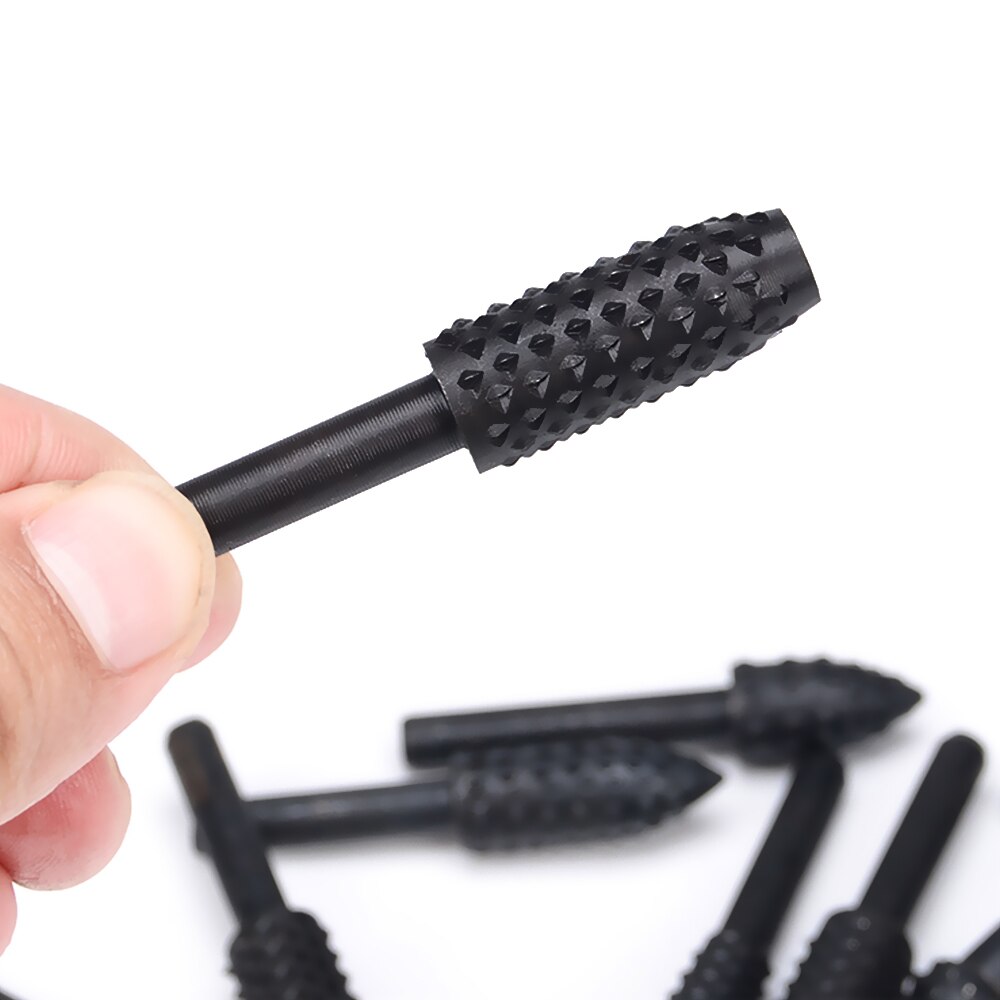5 stk stål roterende rasp skaft håndværksfiler dremel grater sort træ træbearbejdning bor bits slibning kraftudskæringsværktøj