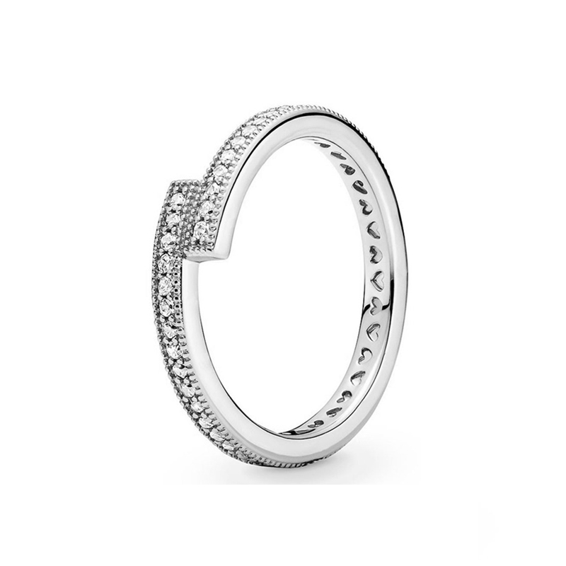 Zilveren 925 Vergulde Ring Klassieke Elegantie Abstracte Elegantie Hartvormige Liefde Hart Slot Ring Voor Vrouwen Mode Sieraden
