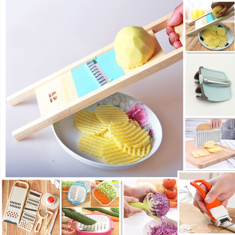 La pomme de terre en bois grille râpe trancheuse de légumes éplucheur couteau couteau broyeur broyeur broyeur cuisine salade 波纹网 masher