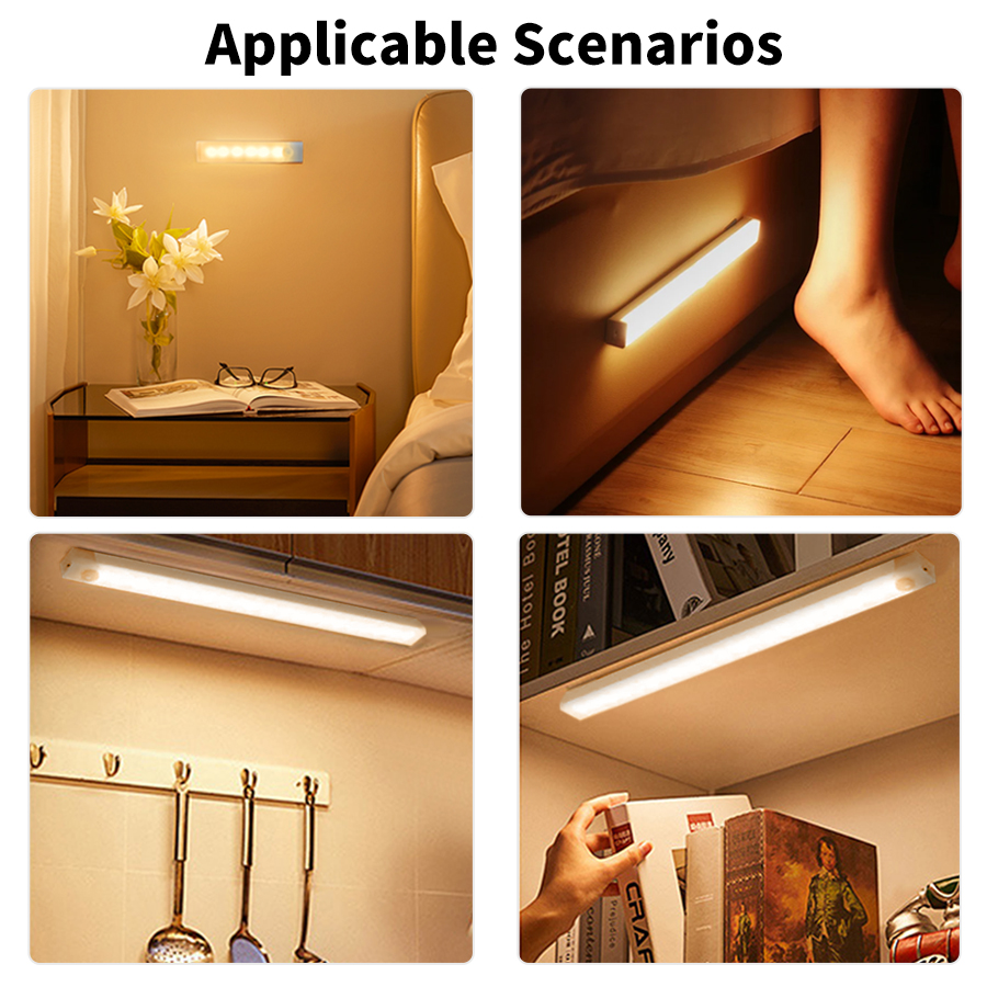 Usb Oplaadbare Led Nachtlampje Bewegingssensor Bar Verlichting Menselijk Infared Inductiekast Lamp Keuken Garderobe Trap Licht