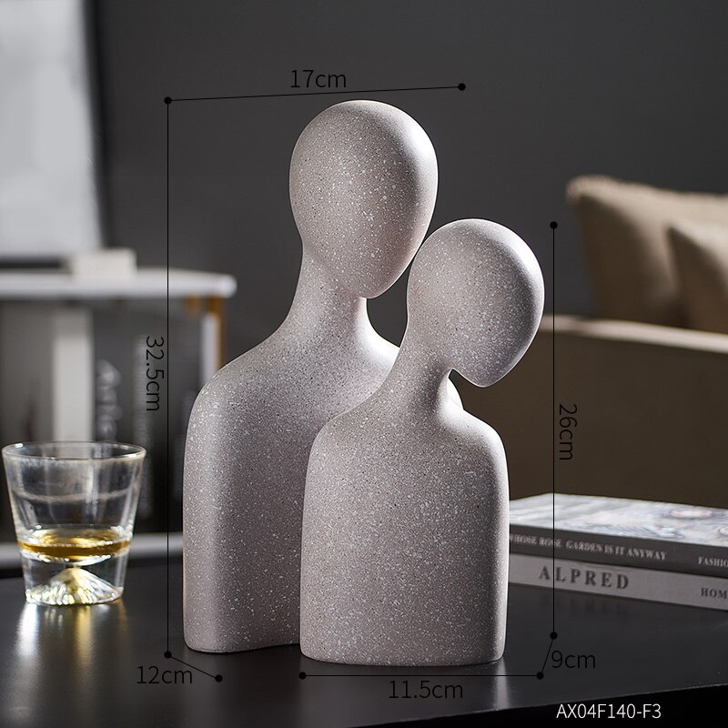 Statue De Couple En Bois, Figurine Abstraite 2D Faite à La Main Pour Table, étagère, Buffet, étude, Salon