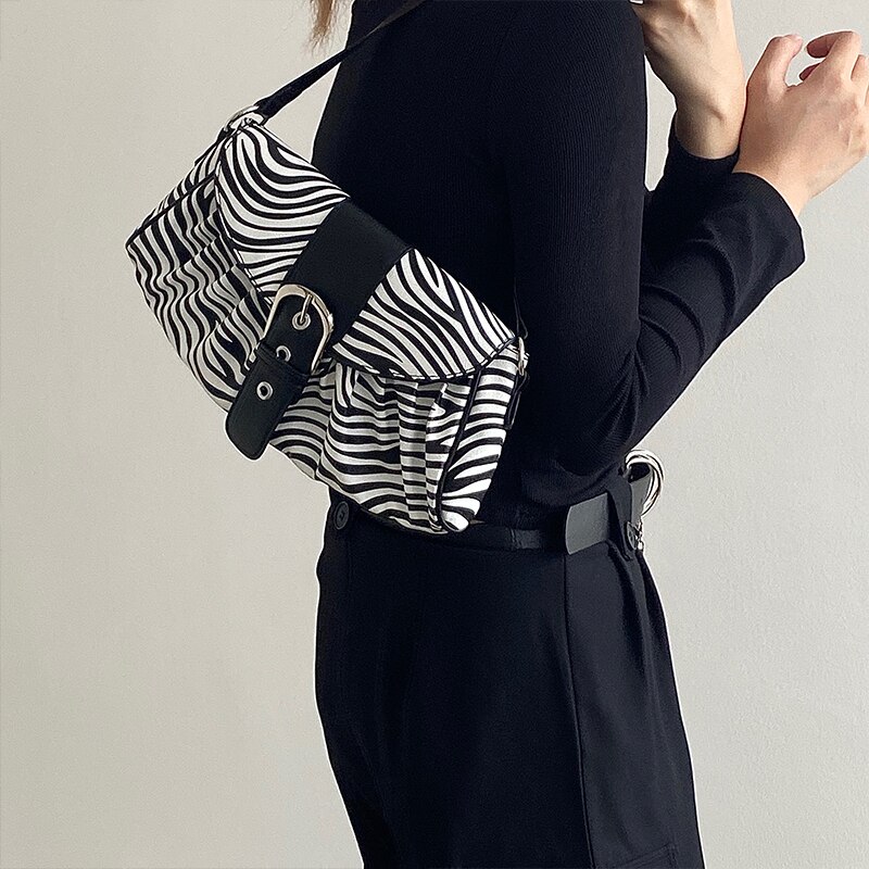 Zebrapatroon crossbody tas voor dames all-match retro oksel schoudertassen dames avondfeest portemonnee