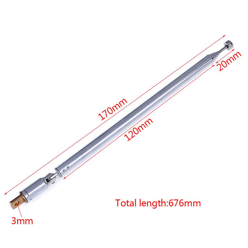 7 Sections Telescopic Antenna Aerial For Radio TV Silver Expanded Total Length 765MM