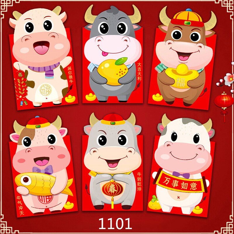 6pcs Chinese Red Envelope Year Spring Festival Envelope For Chinese Year: A