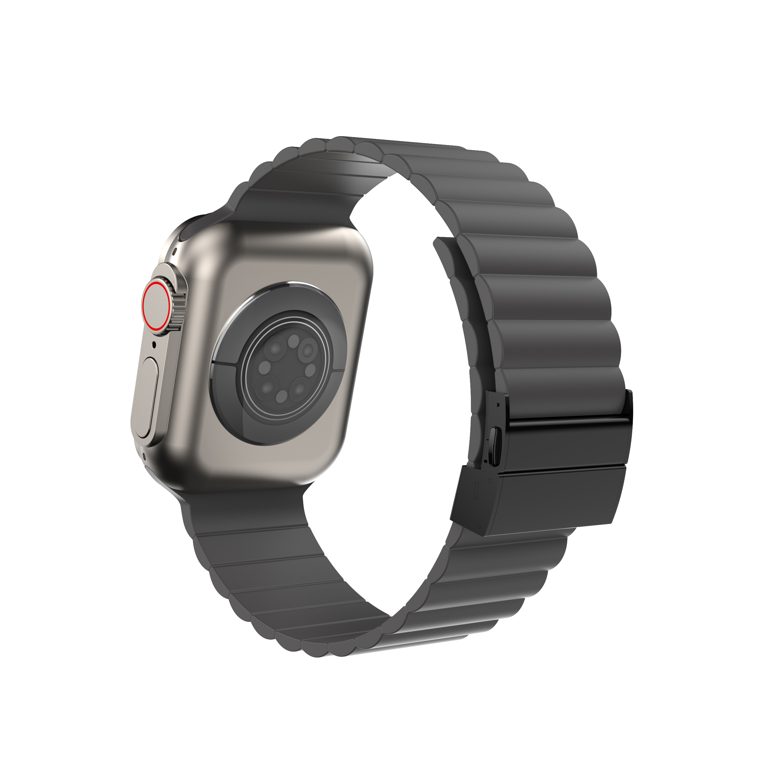 Siliconen band voor Apple Watch Band Ultra 2 49 mm 44 mm 45 mm 42 mm 41 40 mm Metalen gesparmband Iwatch Ultra 9 8 7 6 SE 5 4 Correa: S / Steenkool zwart