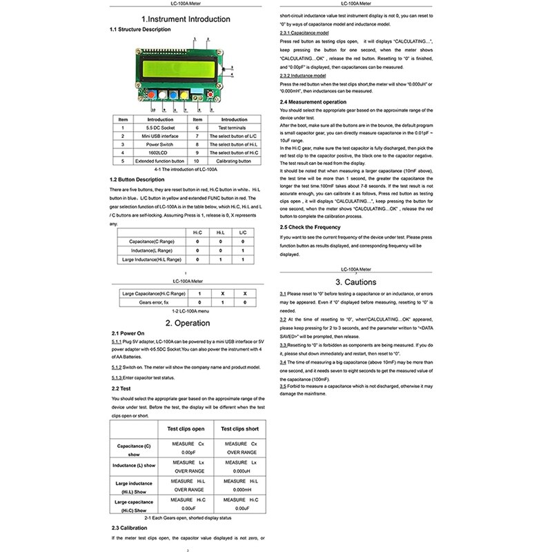 Mätare induktans kapacitet l / c mätare digital kondensator mätare lcd induktans mätare testare med usb datakabel