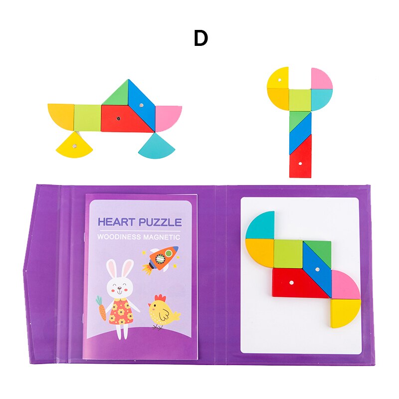 Magnetic 3D Puzzle Jigsaw Tangram Game Montessori Learning Educational Drawing Board Games Toy for Children Brain Tease: New D