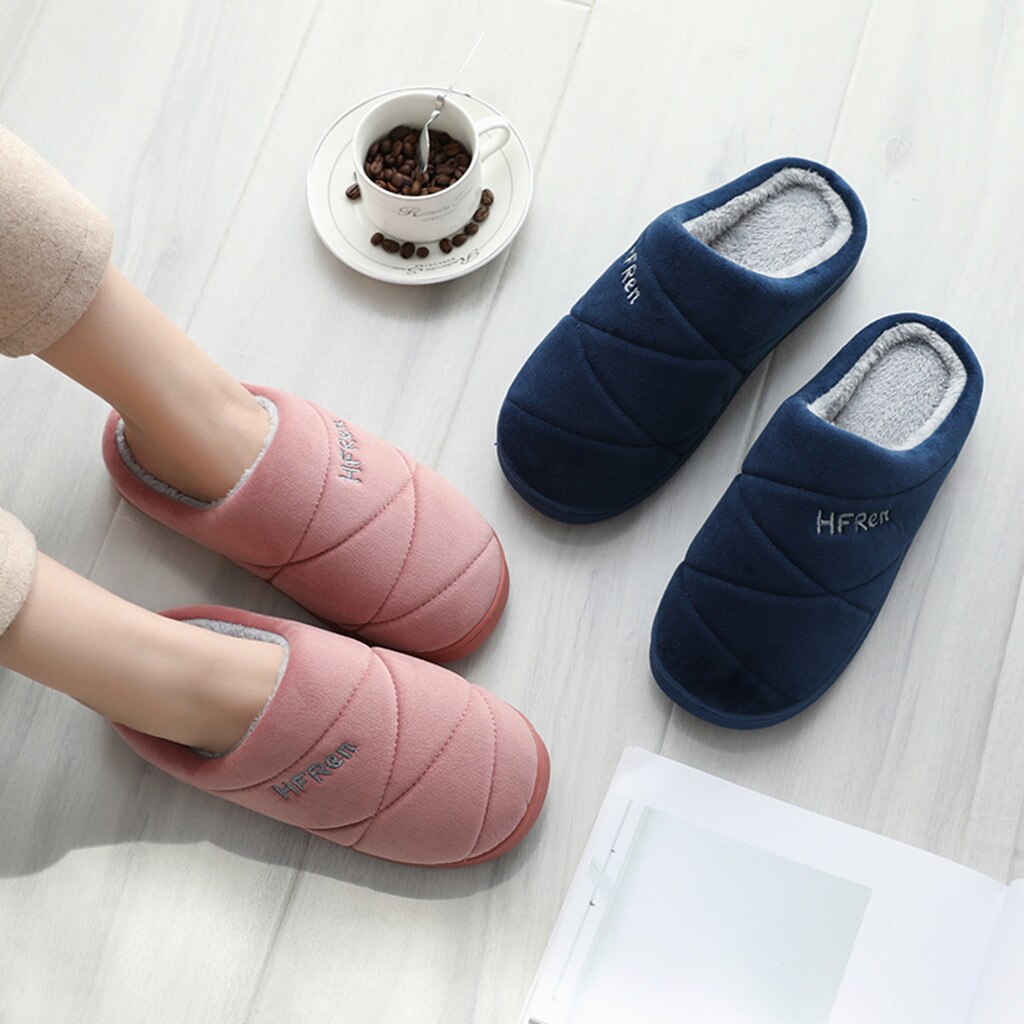 Women Indoor Slippers Short Plush Winter Autumn Flat Shoes Female Home Bedroom Slides Gray Slip On Female House Floor Slippers