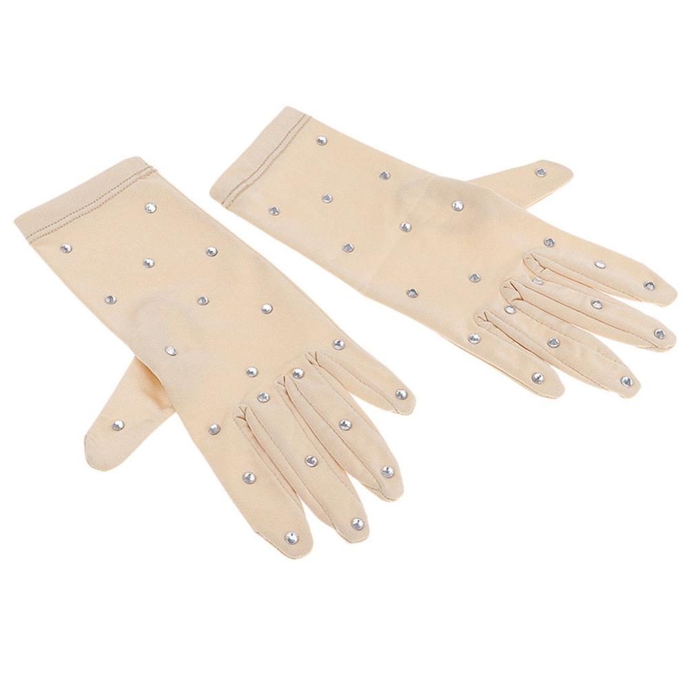 Spring Women Figure Ice Skating Gloves with Rhinestones For Competition Show Performance Skating Glove