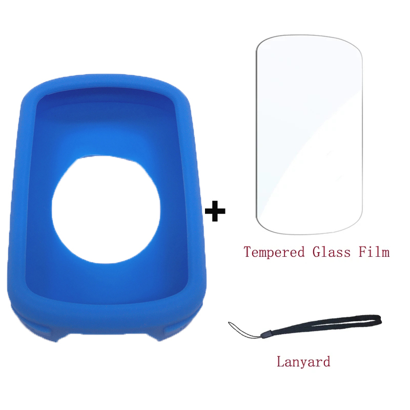 Funda Garmin Edge 540 840 con película de vidrio templado nueva funda de silicona y Protector de pantalla para ordenador GPS Garmin Edge 540 Edge 840: Azul