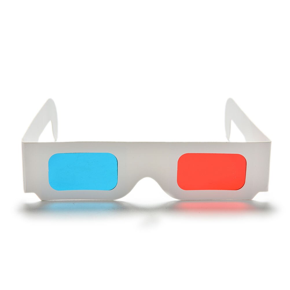 10 stk./parti universal anaglyf pap papir rød & blå cyan 3d briller til film