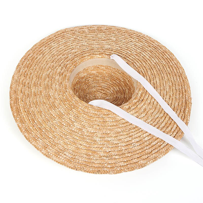 Sombrero de paja de trigo Natural para mujer, sombrero de playa con cinta para el verano del , gorro de playa con visera ancha de 15CM, protección uv para mujer, sombreros de playa para el sol: Blanco