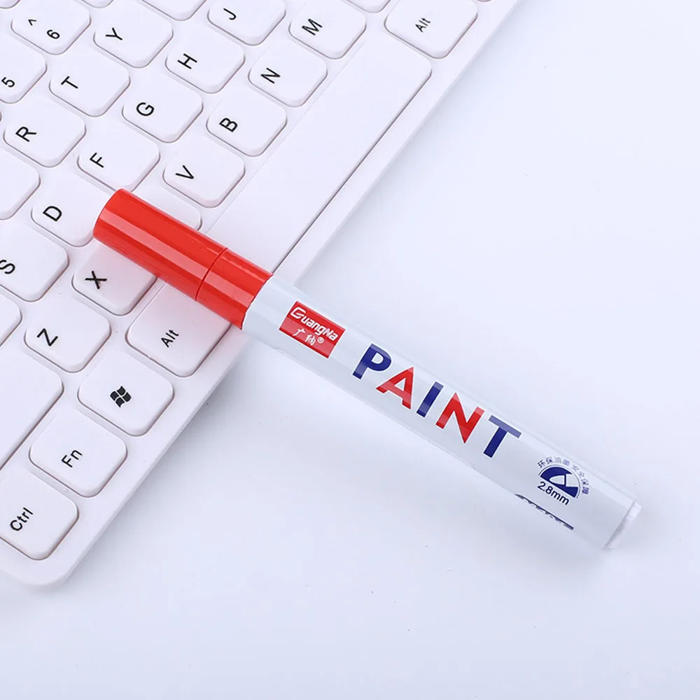 Caneta de pintura de carro à prova dwaterproof água roda de carro pneu pintura oleosa marca caneta auto borracha pneu piso cd metal marcador de pintura permanente: Vermelho