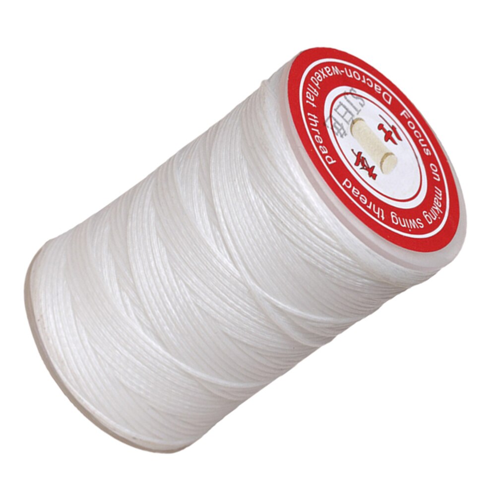 1PC 0.45mm Round Waxed Thread Leather Sewing Thread Hand Stitching Thread for Craft DIY (White)
