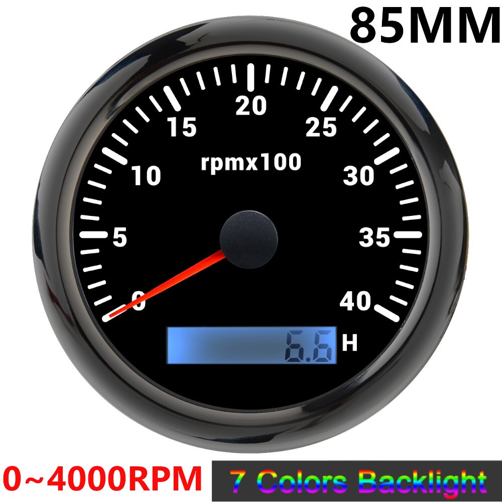 85mm Tachometer 3000 6000 8000 RPM Tacho Mit 7 Farben Hintergrundbeleuchtung Marine Boot RPM Meter Gauge LCD Tacometro Digital stunde Meter: BN 4000 rpm meter