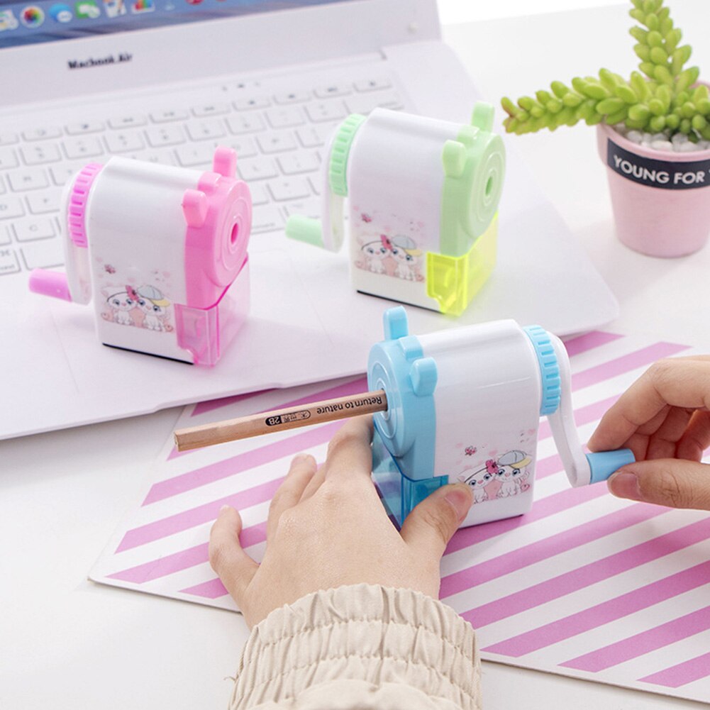 Cute Pencil Sharpener Hand Crank Manual Cartoon Pencil Cutter For School Office Students Supplies Children Kids