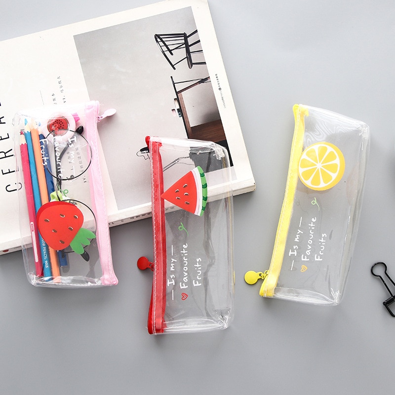 Leuke Fruit Transparante Etui Etui Kawai Watermeloen Potlood Gevallen Clear Pen Box Schooltassen Voor Potloden Koreaanse Briefpapier