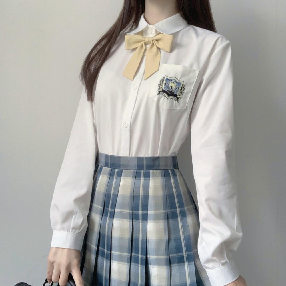 Camisa de manga larga para mujer, camisa de primavera con bordado duradero para la escuela