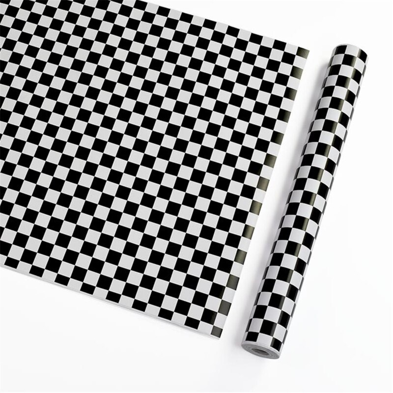 Papel pintado autoadhesivo a rayas blancas y negras de PVC de 45cm x 10m moderno Adhesivo de pared para muebles de baño y cocina Hou: 1544
