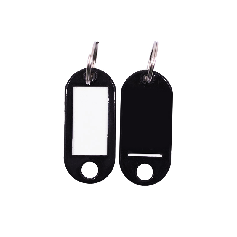 50 Uds etiquetas plásticas para llaves ID etiquetas llaveros anillo dividido llaveros numerados nombre equipaje etiquetas para llaves: 50pcs Black