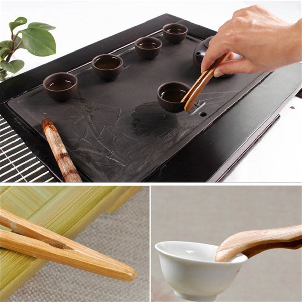 1Pcs Bamboo Wood Food Toast Salad Tongs Toaster Bacon Sugar Ice Tea Tong Clip For Cooking Baking Barbecue Accessories