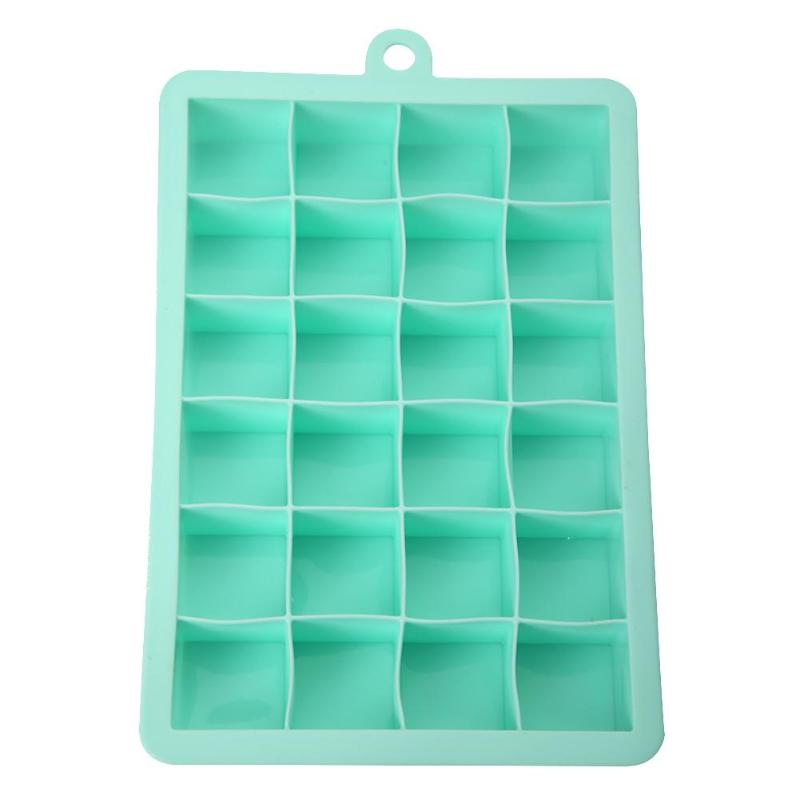 Bandeja de silicona para cubitos de hielo, 24 rejillas, fabricante de cubitos de hielo DIY, bandeja para cubitos de hielo, moldes de gelatina, accesorio de cocina, 1 Uds.: green