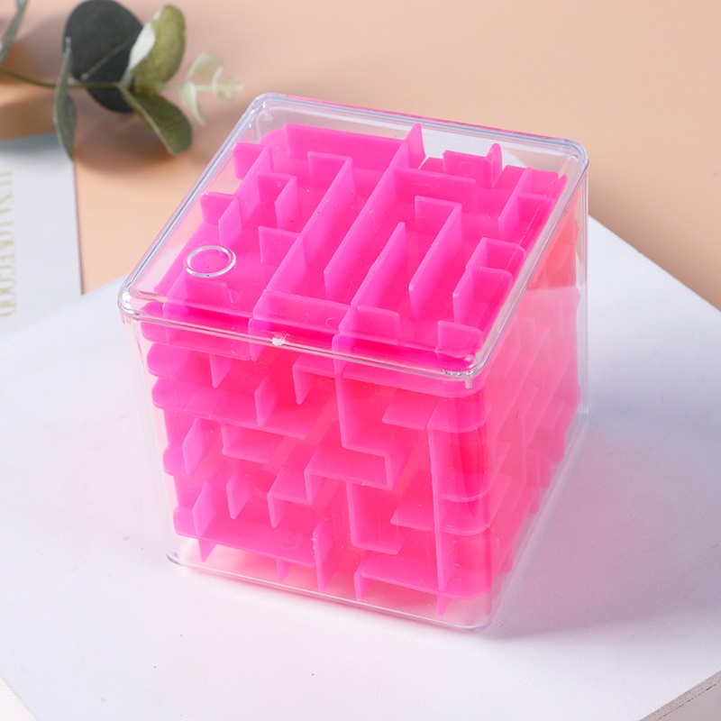 8CM Clear 3D Maze Magic Cube Labyrinth Unlock Six-sided Puzzle Rolling Ball Game Cubos Track Kids Educational Toys for Children