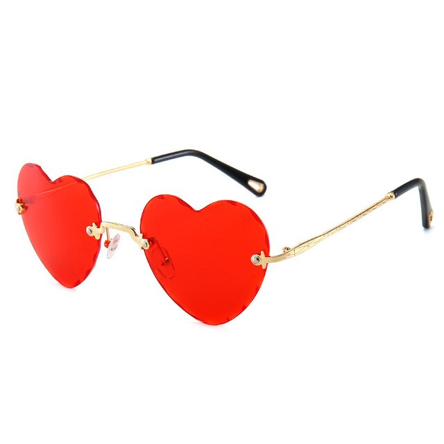 Love heart randløse solbriller kvinder luksus mærke hjerteformede drev solbriller slik farve linse plast oculos: C
