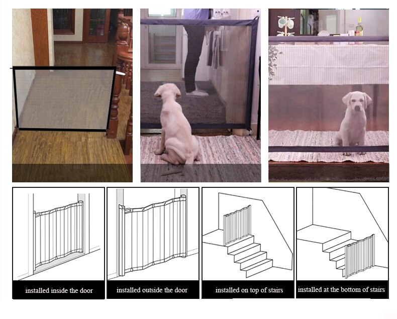 Dog Gate Ingenious Mesh Dog Fence For Indoor and Outdoor Safe Pet Dog Gate Stairs Safety Enclosure Children Pet supplies