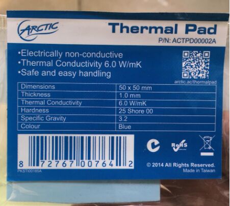 ARCTIC AC Thermal pad 6.0 W/mK 0.5mm 1.0mm 1.5mm High Efficient thermal conductivity Original authentic Arctic Thermal pad