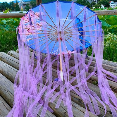 Neue erwachsene Bambus geölte Papier Regenschirm Quasten Garn Band Hanfu retro Frau Sonnenschirm Durchführung japanischen chinesischen Stil Regenschirm