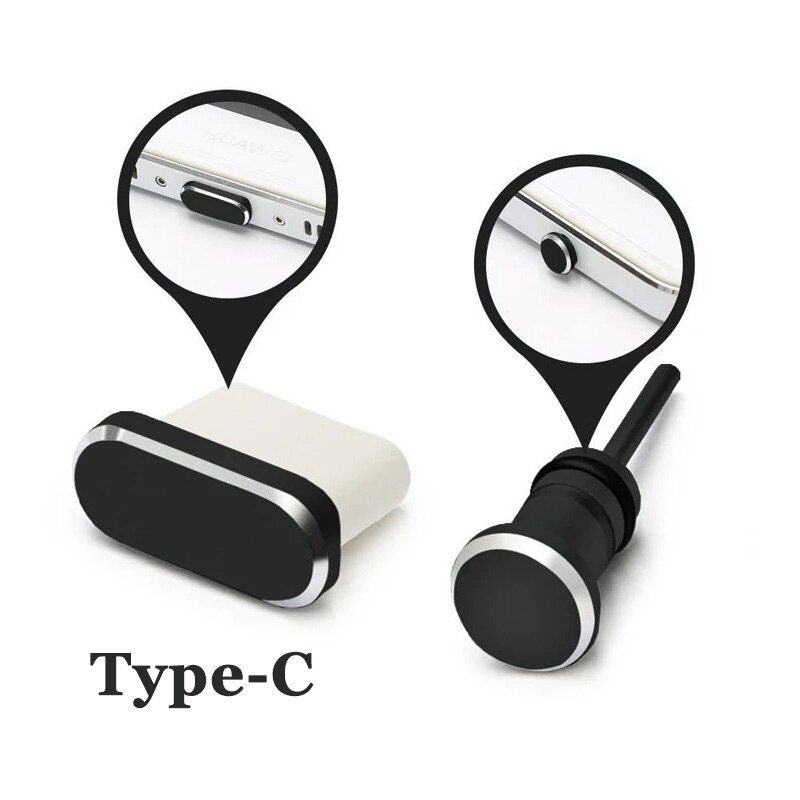 Anti Stof Plug Set Metalen Type C Telefoon Stof Plug Usb Type-C Poort En 3.5Mm Koptelefoon Jack plug Voor Samsung Huawei Xiaomi Universele