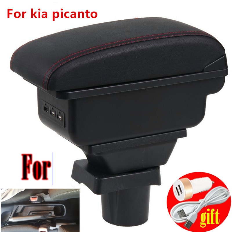 Dla kia picanto podłokietnik ze schowkiem centralny pojemnik do przechowywania box podłokietnik ze schowkiem interfejs USB