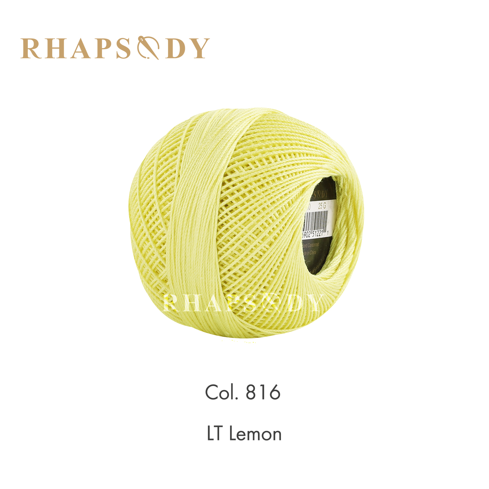 Rhapsodie Häkelgarn, verschiedene Farben, Größe 10, betroffen, 100 % reine ägyptische Baumwolle, mehrfarbig, 10 bunte Farben, 122 Meter: Licht Gelb