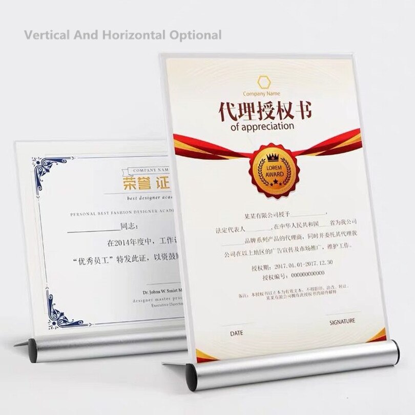 A6 Restaurant Table Tents and Sign Acrylic Menu HoldersClear sign holder with alumnum base Acrylic Picture Photo Frame