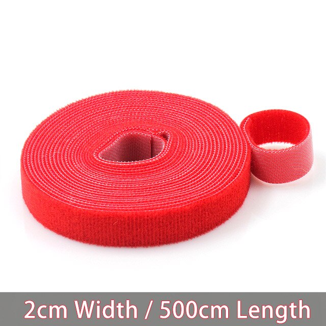 5 metros de Nylon velcro adhesivo con Cinta ajustable magia ganchos Lazos de Cable Clip de lazos Línea alámbrica acabado Velcroing Correa adhesiva cinta: Red