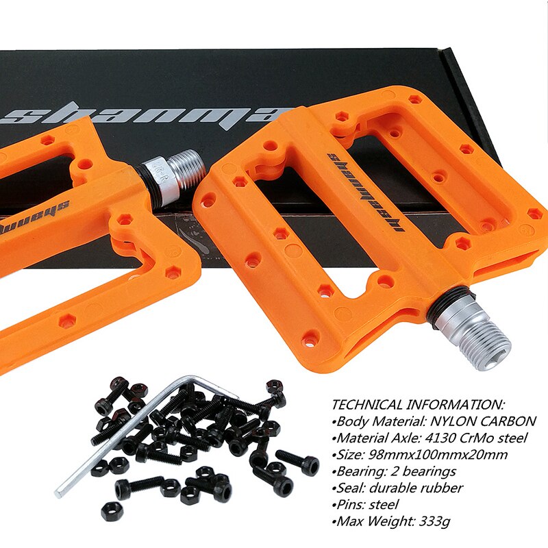 SMS vélo pédale vtt nylon fibre roulements pédales plat Y engrenage fixe ultra-léger 345g cyclisme 9/16 BMX VTT repose-pieds