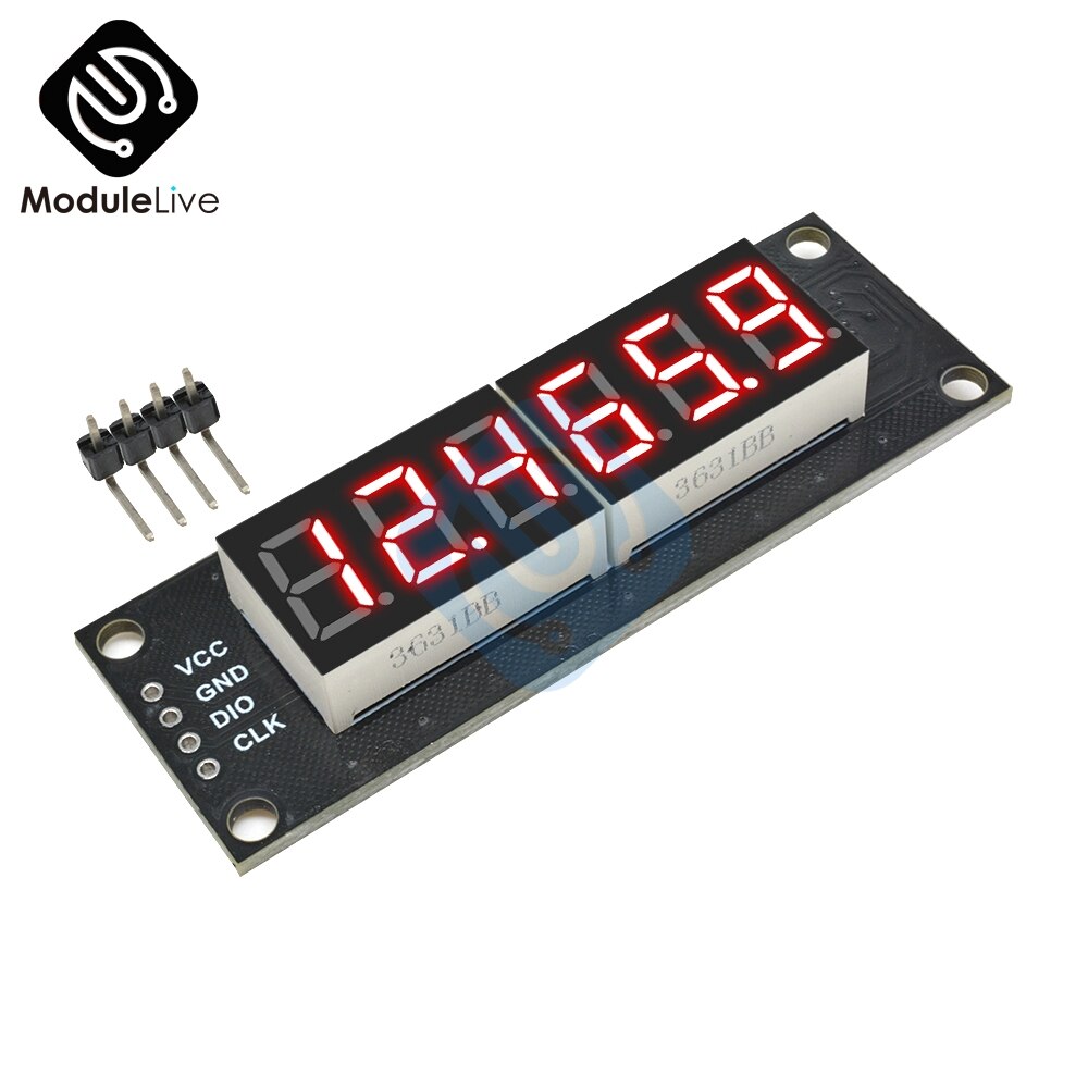 Tm1637 6 bitar 5v digital ledd displaymodul för arduino 7 segment 0.36 tum decimal klocka röd anodrör dubbel prickar modul: Tm1637 röda