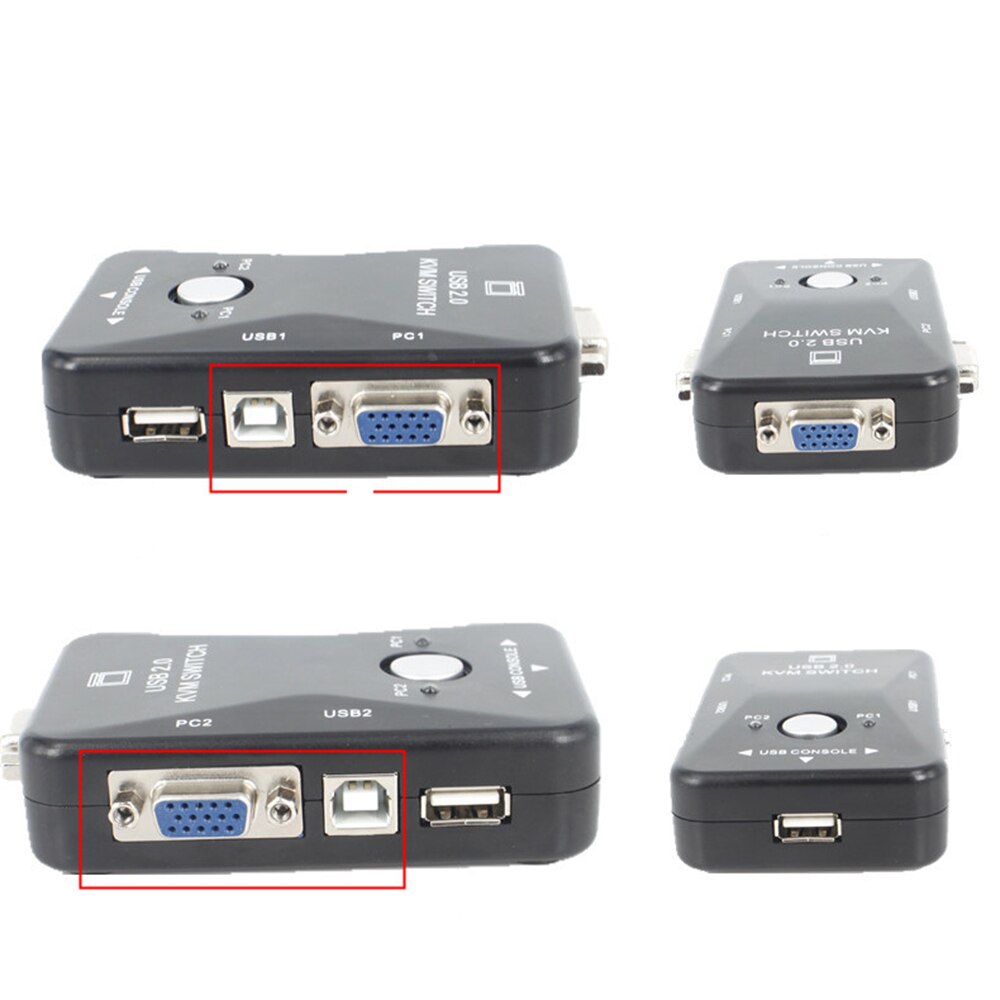 Qedo usb kvm switch 2 port vga svga switch box usb 2.0 kvm mus switcher keyboard 1920*1440 vga splitter box sharing switch