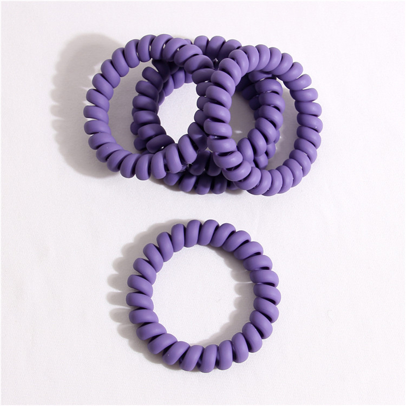 5/20PCS Frosted Colored Telephone Wire Elastic Hair Bands For Girls Headwear Ponytail Holder Rubber Bands Women Hair Accessories: Purple